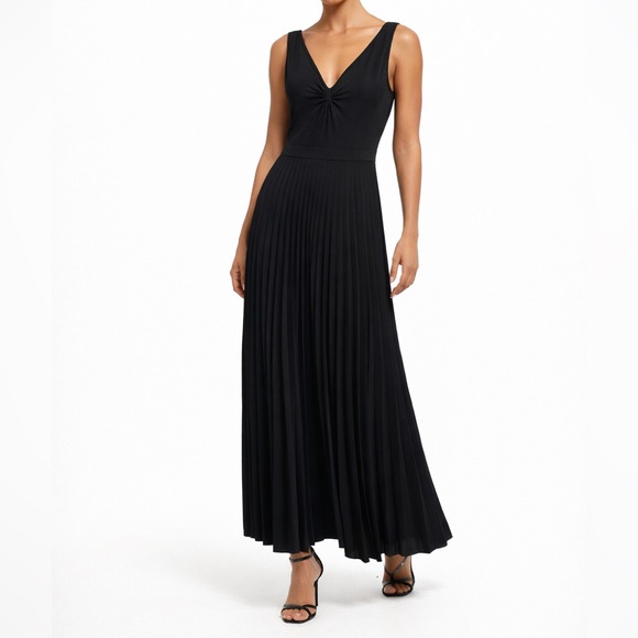 knee length dresses for ladies Black Chiffon Tiered Ruffle Midi Dress – Rare London main image 0